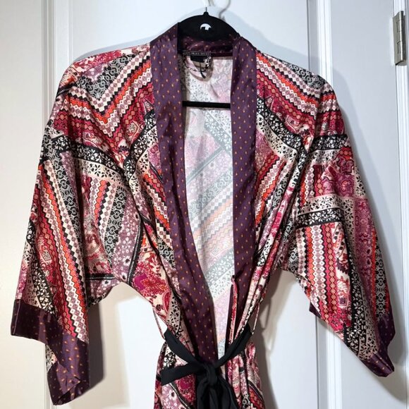 Victoria’s Secret Women’s Satin Kimono Robe – M/L – Purple & Pink Boho Print - Picture 4 of 8